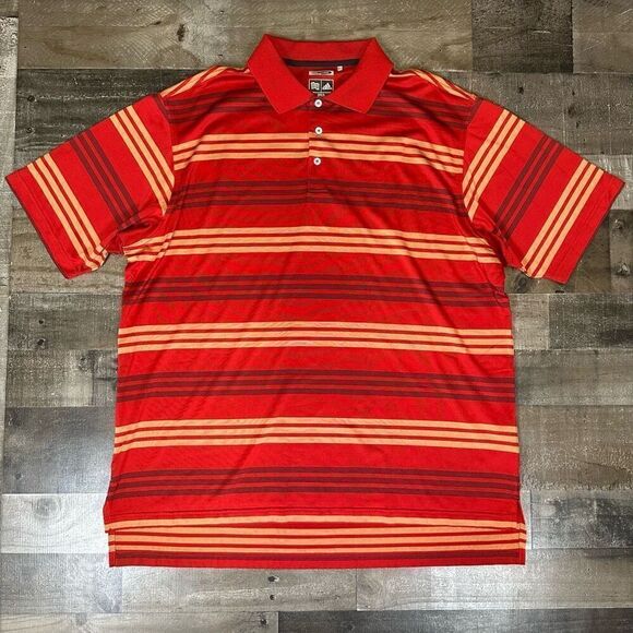 Adidas Men’s Size XL ClimaCool Polo Shirt Red Striped Multicolor Short Sleeve - Picture 1 of 6